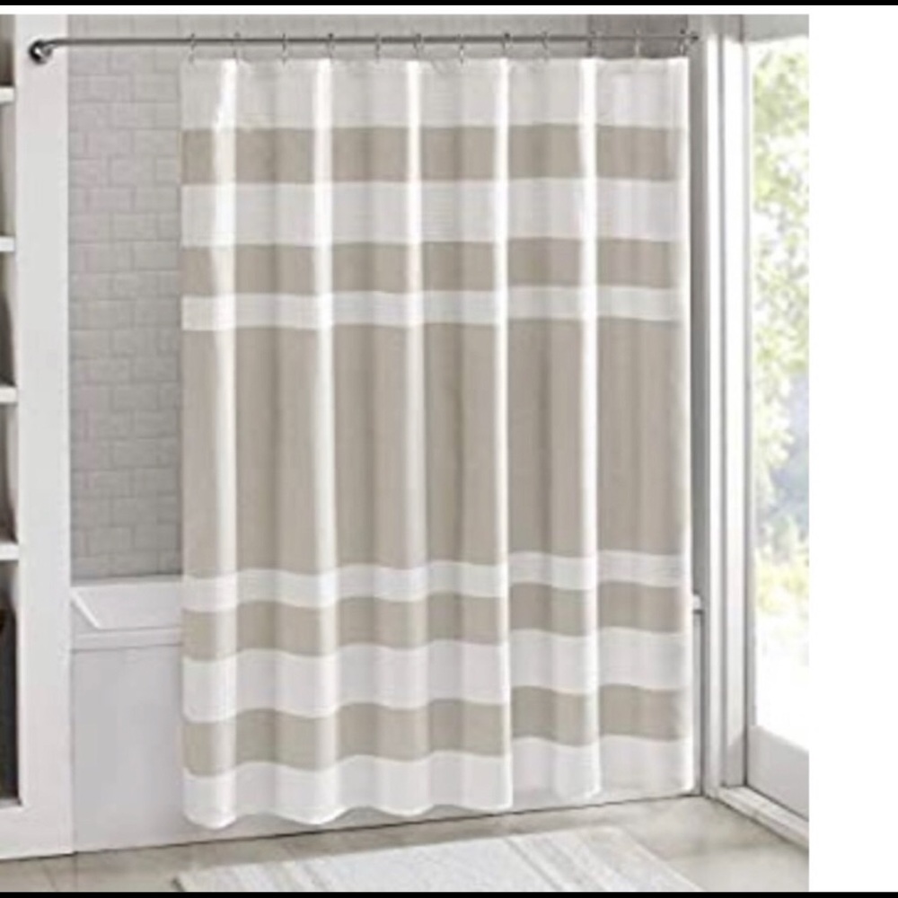 NEW Madison Park spa Taupe waffle shower curtain